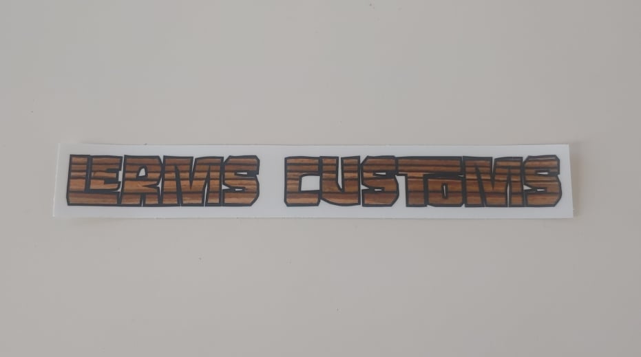 Lerms Customs Zebrano Wood Sticker 7.5"x 1"